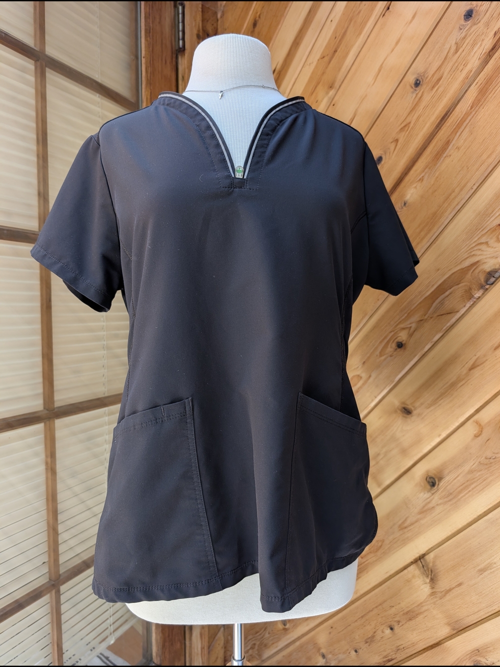 Healing Hands Black Medical Scrub Top with V-Neck